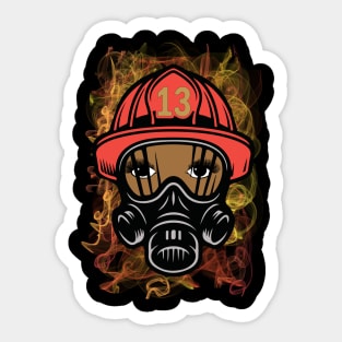 Female Firefighter and Flames Sticker